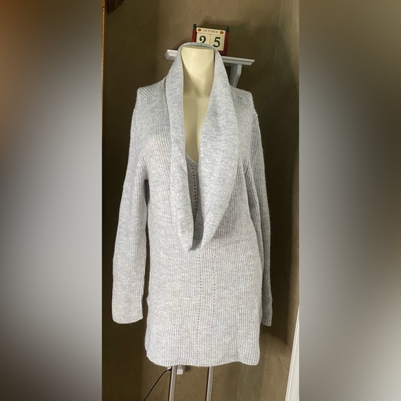 Liz Claiborne scarf knit Pointelle sweater tunic dress women’s size - Picture 3 of 14